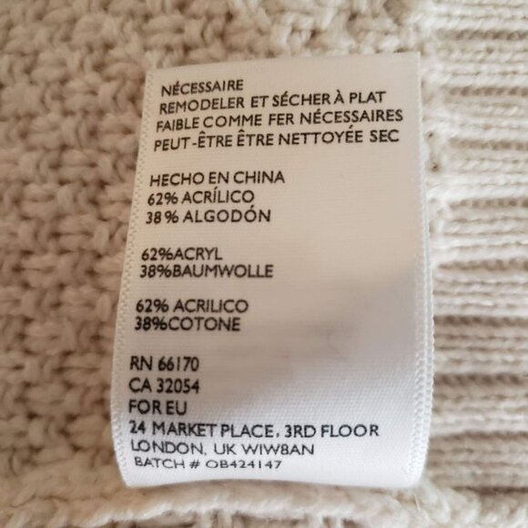 BDG Men's Size L Cotton Blend Fisherman Knit Sweater Elbow Patches LightWeight - Picture 5 of 6